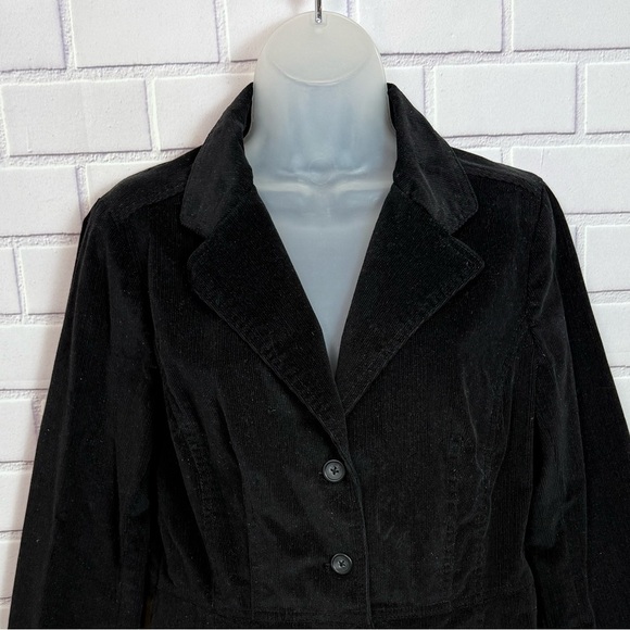 ST JOHN’S BAY  Women's Black Corduroy blazer stretch Jacket/size M - Picture 3 of 9